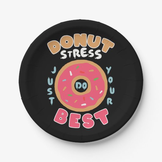 Donut Stress doet gewoon je best Papieren Bordje (Voorkant)