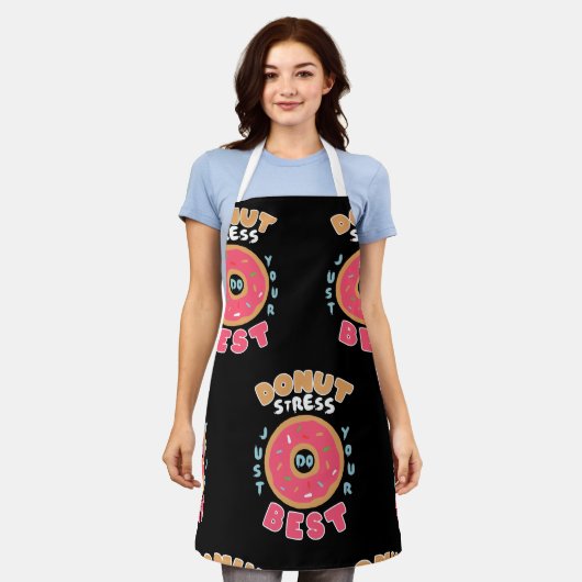 Donut Stress doet gewoon je best Schort (Gedragen)