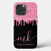 Donut Strooisel Drip Aangepaste Monogram en Naam Case-Mate iPhone Case (Achterkant)