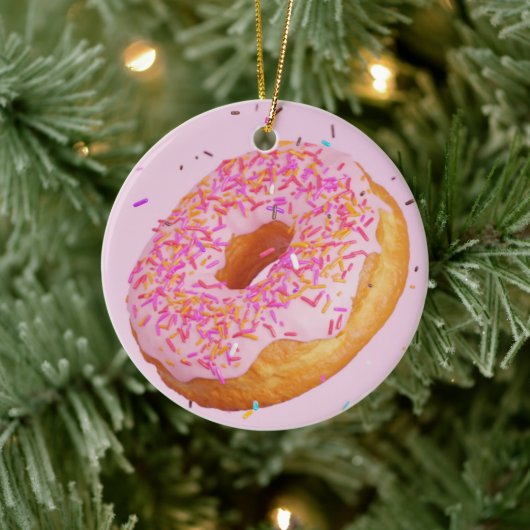 donut strooit roze ijscake zoete traktatie keramisch ornament (Boom)