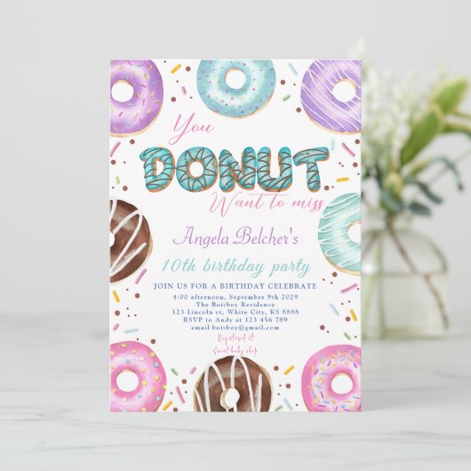 Donut Sweet Birthday Kaart (Staand voorkant)