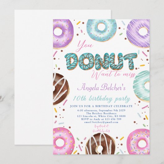 Donut Sweet Birthday Kaart (Voorkant / Achterkant)