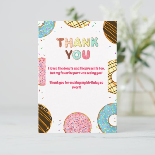 Donut Sweet Celebratie Gewaardeerde verjaardag Dan Bedankkaart (Staand voorkant)