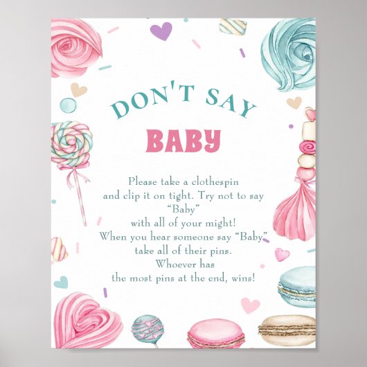 Donut Sweet "Don't Say Baby" Baby shower spel Poster (Voorkant)