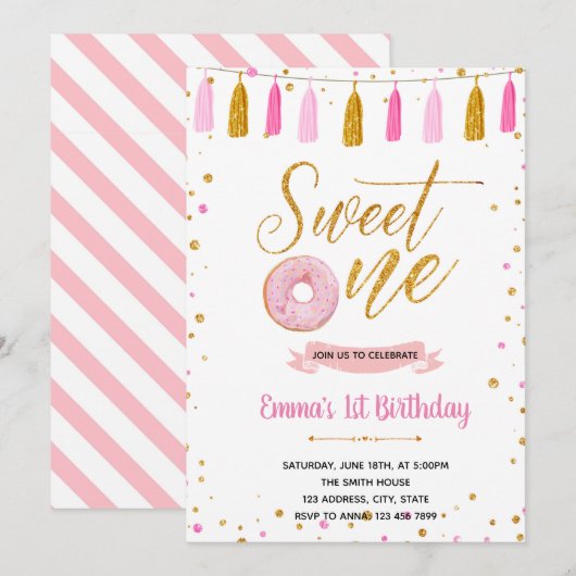 Donut sweet een verjaardag uitnodiging (Voorkant / Achterkant)