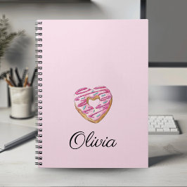 Donut Sweet Girl Sprinkles Gepersonaliseerde naam Notitieboek