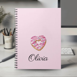 Donut Sweet Girl Sprinkles Gepersonaliseerde naam Notitieboek