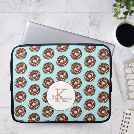 Donut Sweet Girl Sprinkles Patroon Aangepaste naam Laptop Sleeve