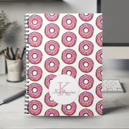 Donut Sweet Girl Sprinkles Patroon Aangepaste naam Notitieboek