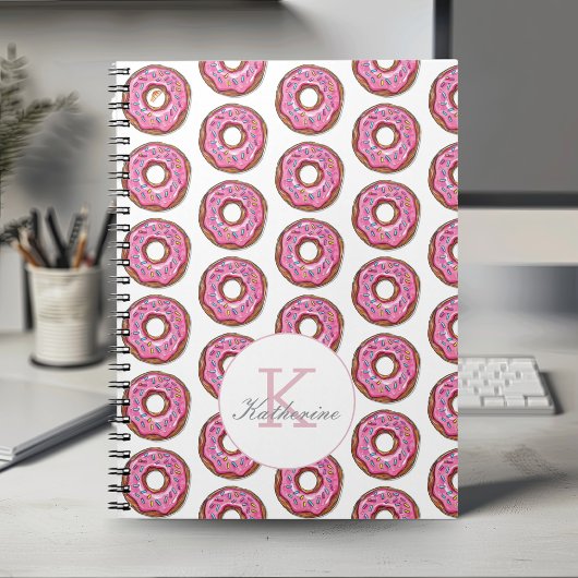 Donut Sweet Girl Sprinkles Patroon Aangepaste naam Notitieboek