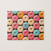 Donut Sweet Kleurrijke Roze Zwarte Naam Tekst Legpuzzel (Horizontaal)