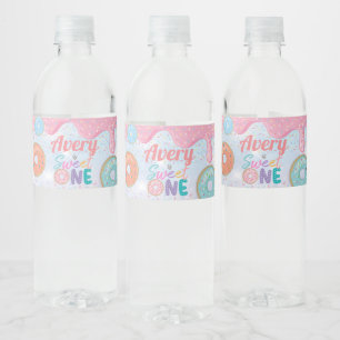 Donut Sweet One 1e verjaardag Favor Water Bo Waterfles Etiket
