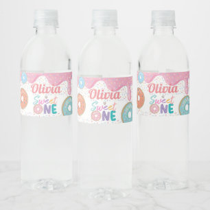 Donut Sweet One 1e verjaardag Favor Water Bo Waterfles Etiket