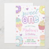 Donut Sweet One 1e verjaardag uitnodiging (Voorkant / Achterkant)