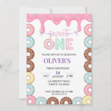 Donut Sweet One 1e verjaardagsfeest uitnodiging