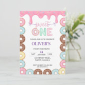 Donut Sweet One 1e verjaardagsfeest uitnodiging (Staand voorkant)