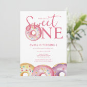 Donut Sweet One 1st Birthday Party Kaart (Staand voorkant)