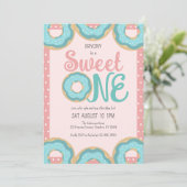 Donut Sweet One 1st Birthday Party Kaart (Staand voorkant)