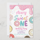 Donut Sweet One 1st Birthday Party Pink Pastel Kaart (Voorkant)