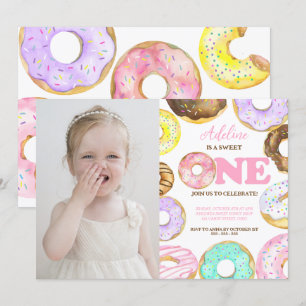 Donut Sweet One 1st Verjaardag Meisje Schattige fe Kaart