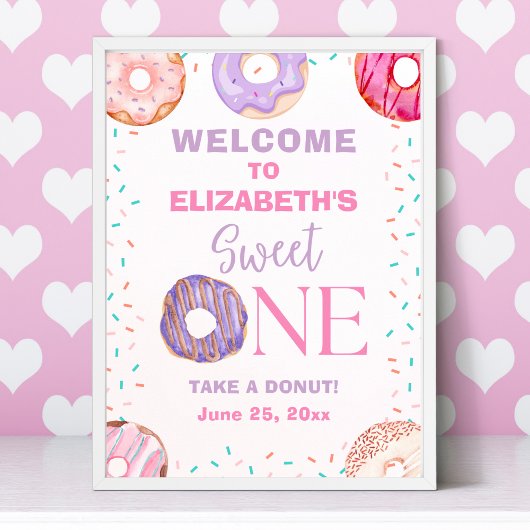 Donut Sweet One Birthday Girl Party  Poster