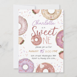 Donut Sweet One Birthday Invitation Kaart