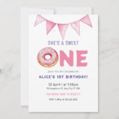 Donut Sweet One Birthday Party Donut 1st Birthday Kaart (Voorkant)
