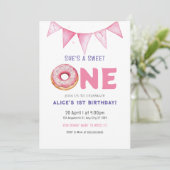 Donut Sweet One Birthday Party Donut 1st Birthday Kaart (Staand voorkant)