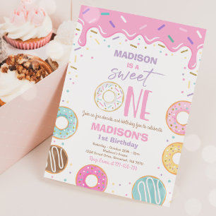 Donut Sweet One Birthday Party Donut 1st Birthday Kaart