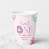 Donut Sweet One Birthday Party Donut Birthday Papieren Bekers (Achterkant)