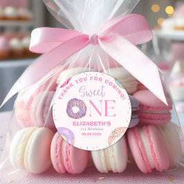 Donut Sweet One Birthday Party Donut Birthday Ronde Sticker