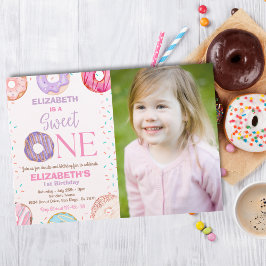 Donut Sweet One Birthday Party Photo 1st Birthday Kaart