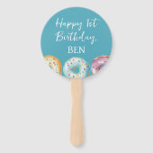 Donut Sweet One Blue 1st Birthday Party Handwaaier (Achterkant)