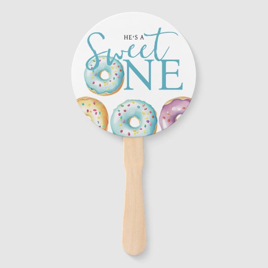 Donut Sweet One Blue 1st Birthday Party Handwaaier (Voorkant)