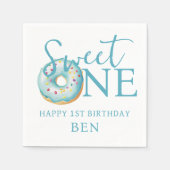 Donut Sweet One Blue 1st Birthday Party Servet (Voorkant)