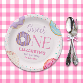 Donut Sweet One Cute Birthday Girl Papieren Bordje