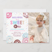 Donut Sweet One Donut 1e Verjaardagsfeestfoto Kaart (Voorkant)