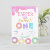 Donut Sweet One Eerste Verjaardag Uitnodigingen 1e (Staand voorkant)