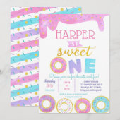 Donut Sweet One Eerste Verjaardag Uitnodigingen 1e (Voorkant / Achterkant)