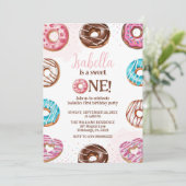 Donut Sweet One Girl Sprinkles 1e verjaardag Kaart (Staand voorkant)