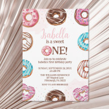 Donut Sweet One Girl Sprinkles 1e verjaardag