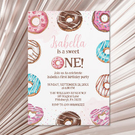 Donut Sweet One Girl Sprinkles 1e verjaardag Kaart