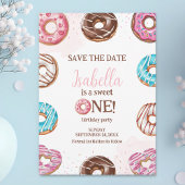 Donut Sweet One Girl Sprinkles 1e verjaardag Save The Date