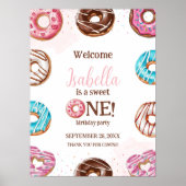 Donut Sweet One Girl Sprinkles Poster Welkomstbord (Voorkant)