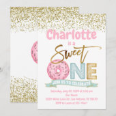 Donut Sweet One Gold Sprinkles 1e verjaardag Kaart (Voorkant / Achterkant)
