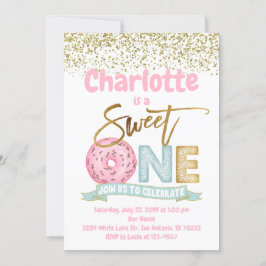 Donut Sweet One Gold Sprinkles 1e verjaardag Kaart