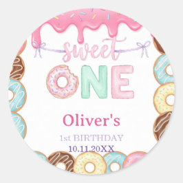 Donut Sweet One Pastel 1st Verjaardag Favor Label