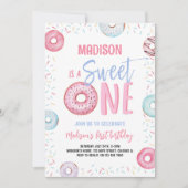 Donut Sweet One Pastel Roze Meisje Eerste Verjaard Kaart (Voorkant)