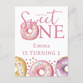 Donut Sweet One Roze 1e Verjaardagsfeestje  Briefkaart