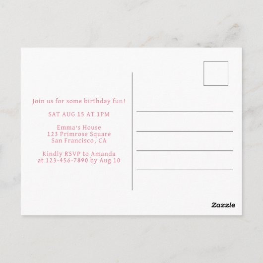 Donut Sweet One Roze 1e Verjaardagsfeestje  Briefkaart (Achterkant)